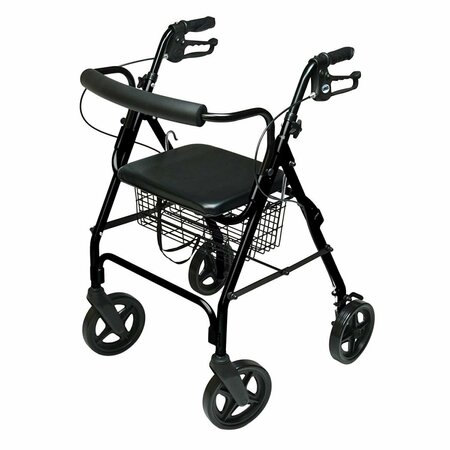 GF HEALTH PRODUCTS Walkabout Four-Wheel Contour Deluxe Rollator, Black RJ4805K
